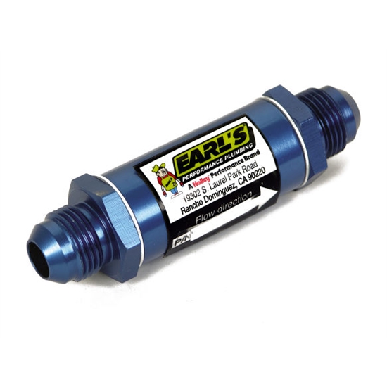 Earls 230206ERL In-Line Fuel Filter, -6 AN, Blue Anodized