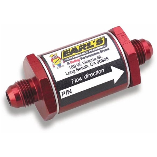 Earls 230210ERL InLine Fuel Filter, 10 AN, Red Anodized