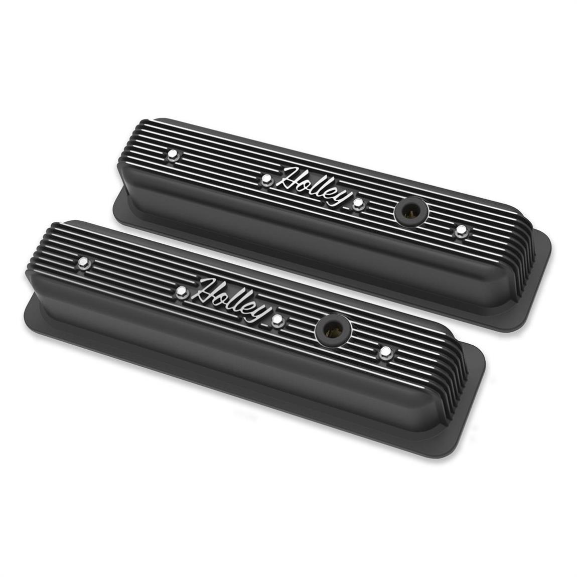 Holley 241-240 VALVE COVERS SBC HOLLEY FINNED RAW W/ EMIS main image 1