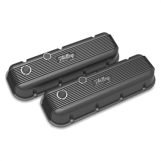 Holley 241302 BBC Finned Valve Covers, Satin Black Finish