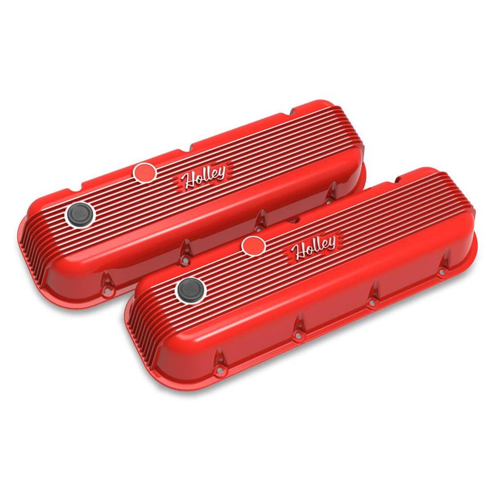 Holley 241303 Holley Red Machined Finish BBC Finned Valve Covers