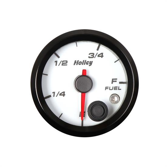 Holley 26614W Analog Style Fuel Level Gauge, White, 21/16 Inch
