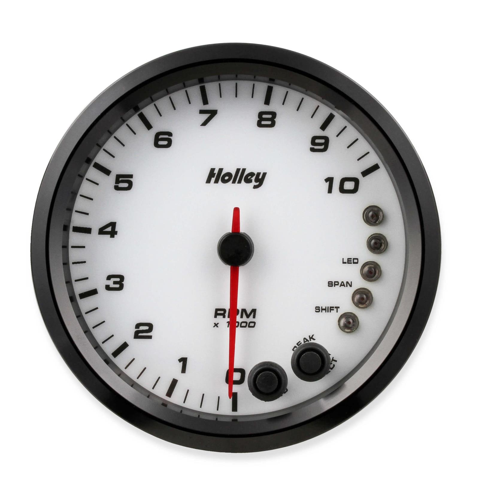 Holley 26618W AnalogStyle Tachometer, White, 010k, 41/2 Inch