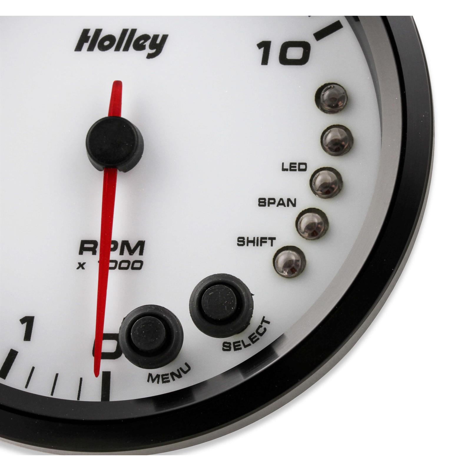 Holley 26618W AnalogStyle Tachometer, White, 010k, 41/2 Inch