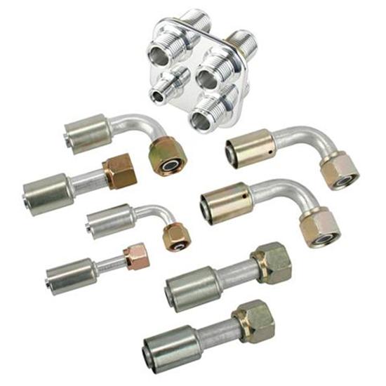 Speedway Square A/C Hose Bulkhead Plates with Crimp Fittings