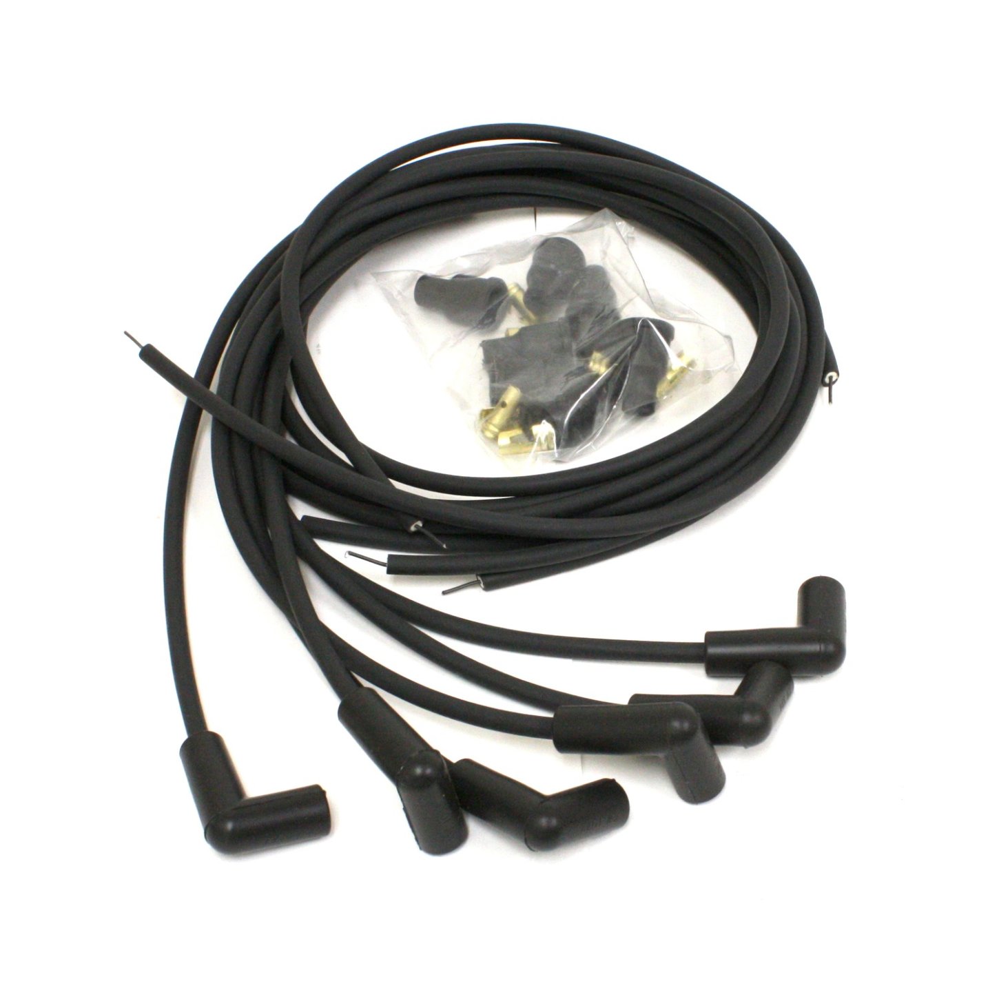 PRT706190 7 mm Flame-Thrower Spark Plug Wire Set with 90 deg Plug Boots Socket Style for 6-Cylinder, Black