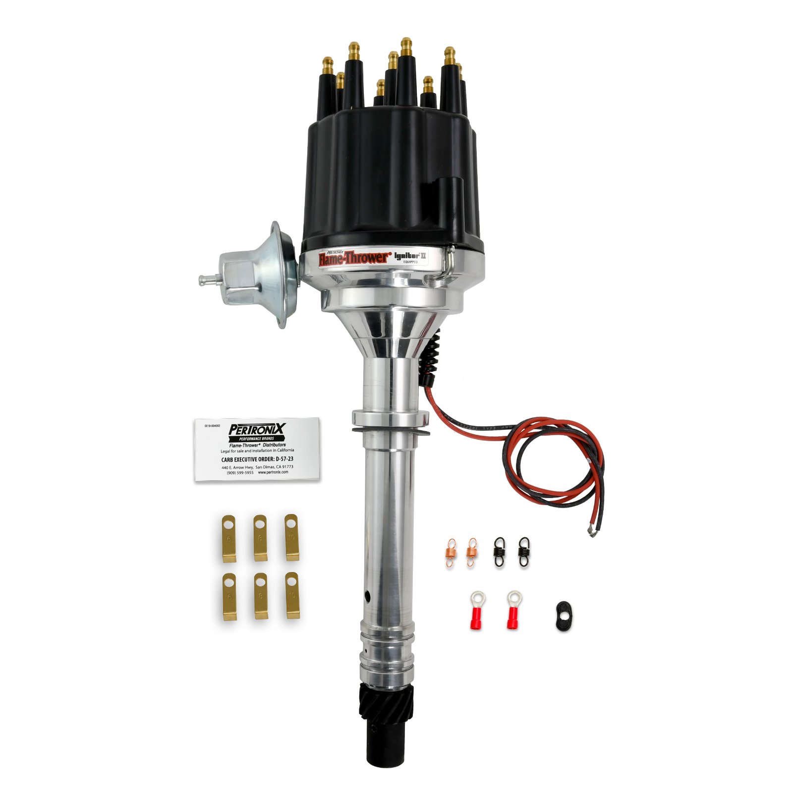 D100710 Flame-Thrower Plug & Play Vacuum Advance Black Male Cap Billet Electronic Distributor