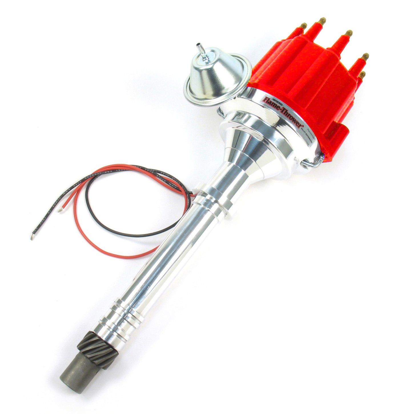 D100711 Flame-Thrower Plug & Play Vacuum Advance Red Male Cap Billet Electronic Distributor