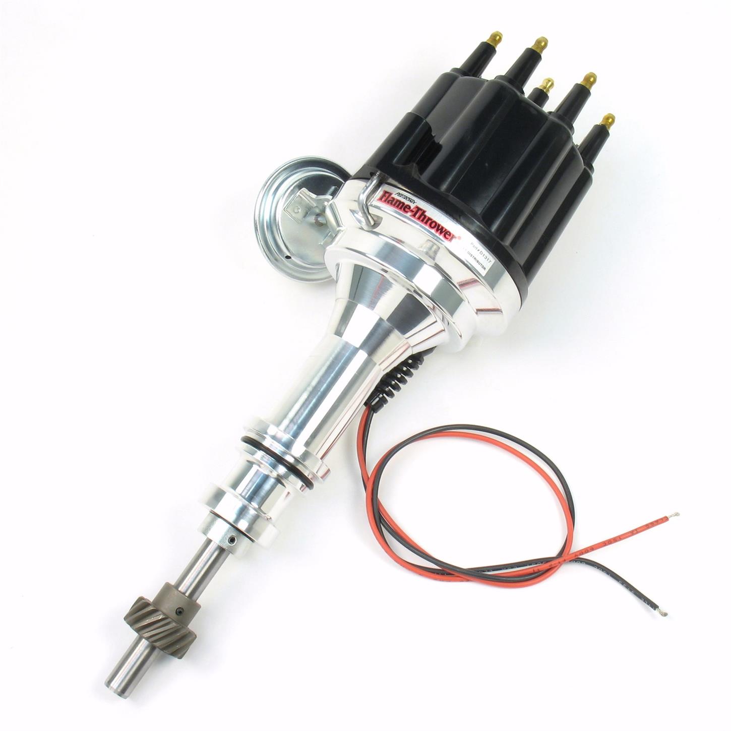 PRTD131710 Billet Distributor with Black Male Cap for Small Block Ford