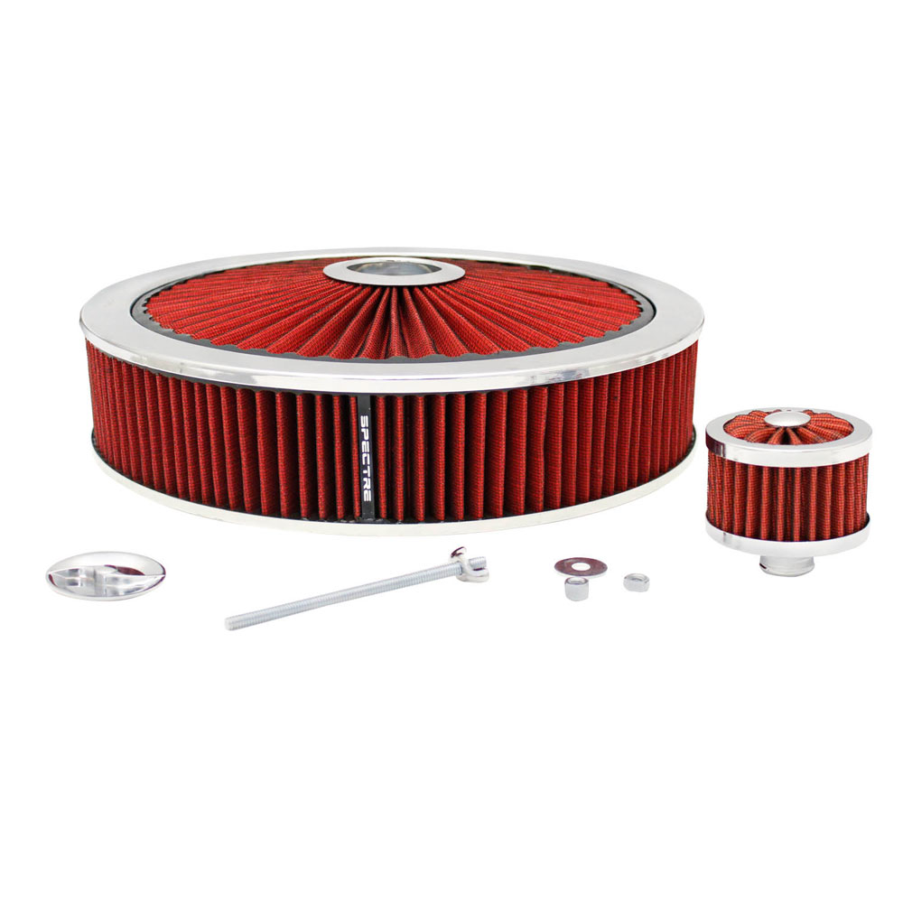 Spectre 847622 Extraflow Air Filter Assembly, 3in Tall, Red, Round