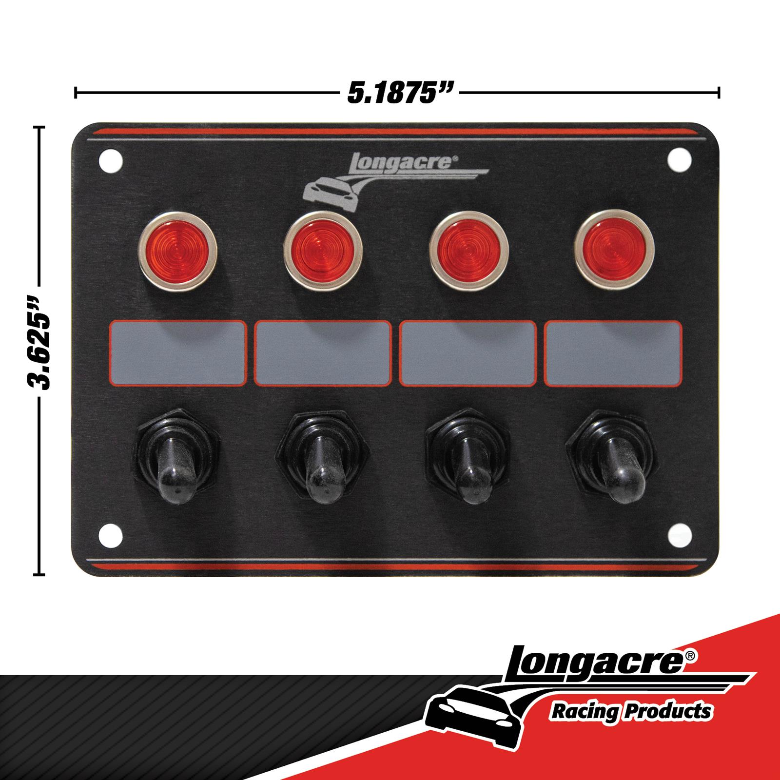 Longacre® 52-44865 4 Switch Accessory Panel w/ 4 Pilot Lights