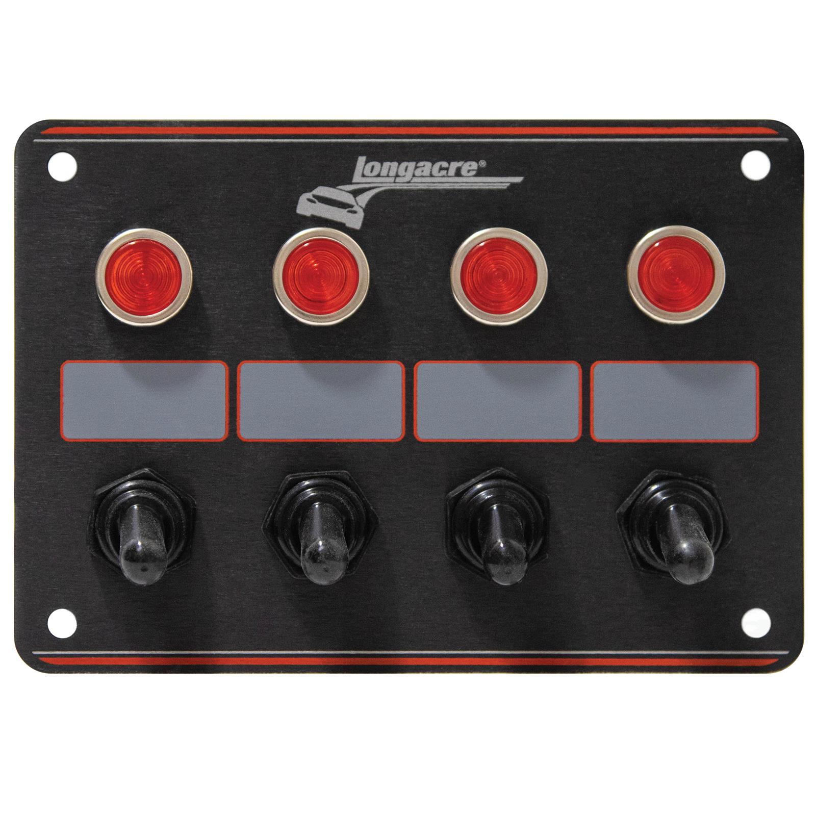 Longacre® 52-44865 4 Switch Accessory Panel w/ 4 Pilot Lights