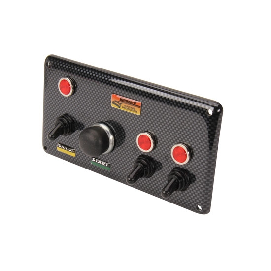 Longacre 44891 Carbon Fiber Starter Switch Panel w/ Acc Switches