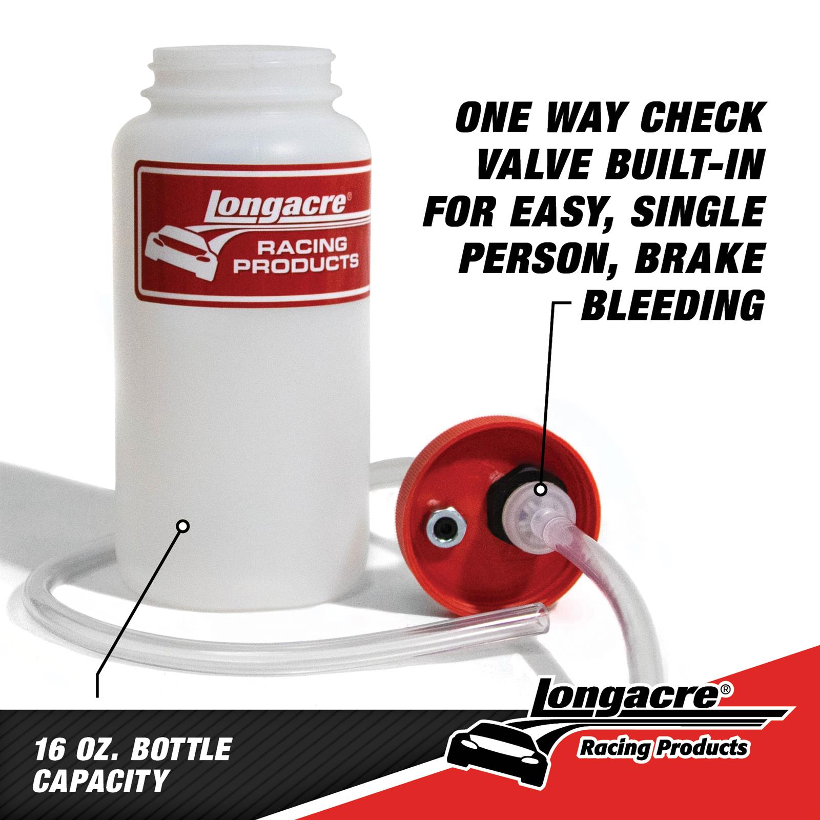 Longacre 5245198 Brake Bleeder Bottle w/ and Check Valve