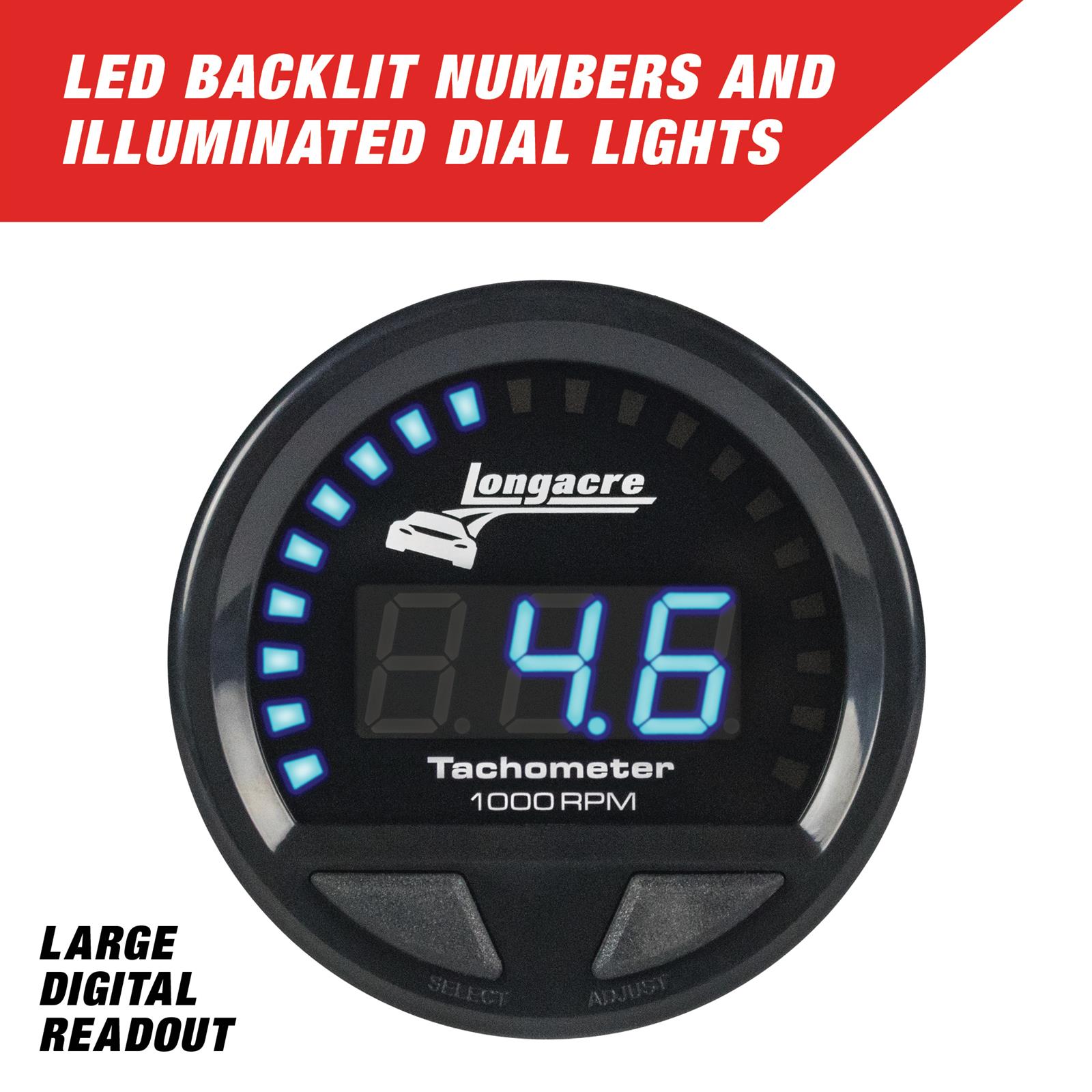 Longacre® 52-46863 Digital Elite Waterproof Tach., 2-5/8 Inch
