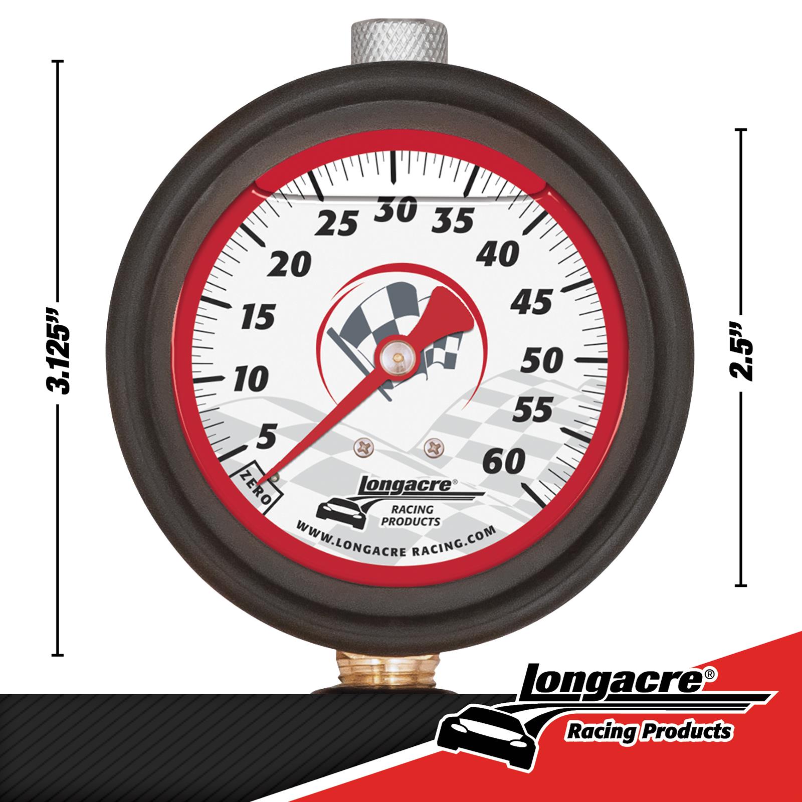 Longacre® 5252002 Liquid Filled 21/2 Tire Gauge, 060 psi