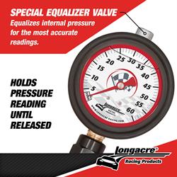 Longacre 52-52009 2½” Deluxe GID Quick Fill Tire Gauge 0-60 psi by 1//2 lb.