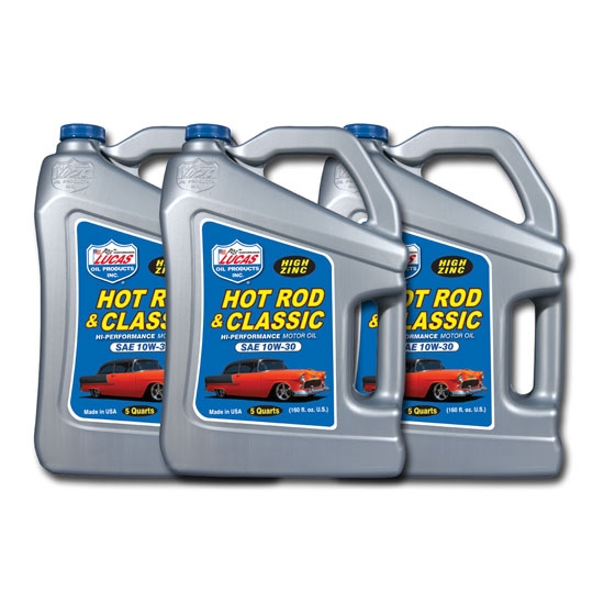 Lucas Oil 10679 SAE 10W30 Hot Rod Engine Oil, Three 5 Quart Jugs