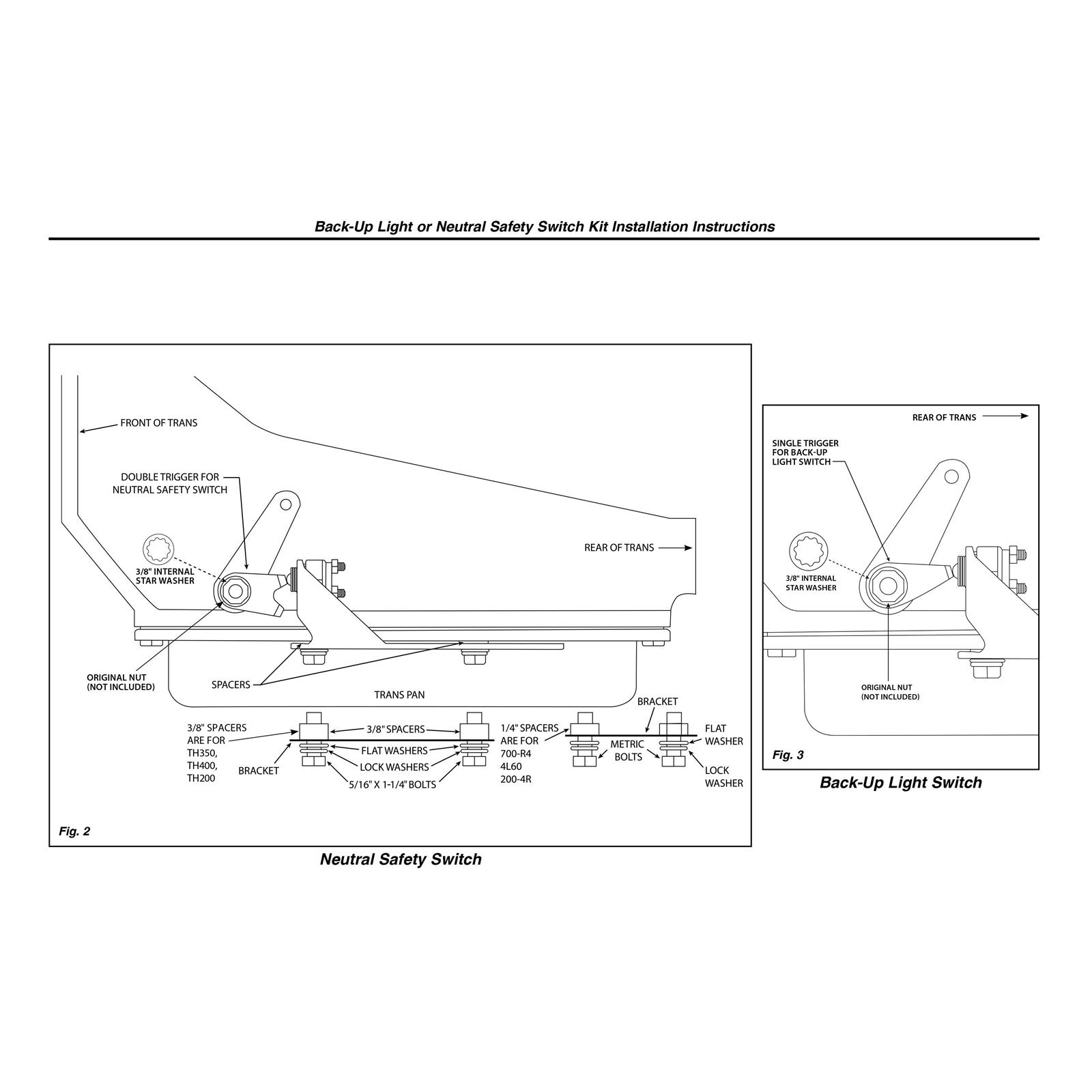 Lokar BL1400U Neutral Safety Switch or BackUp Light Switch Kit