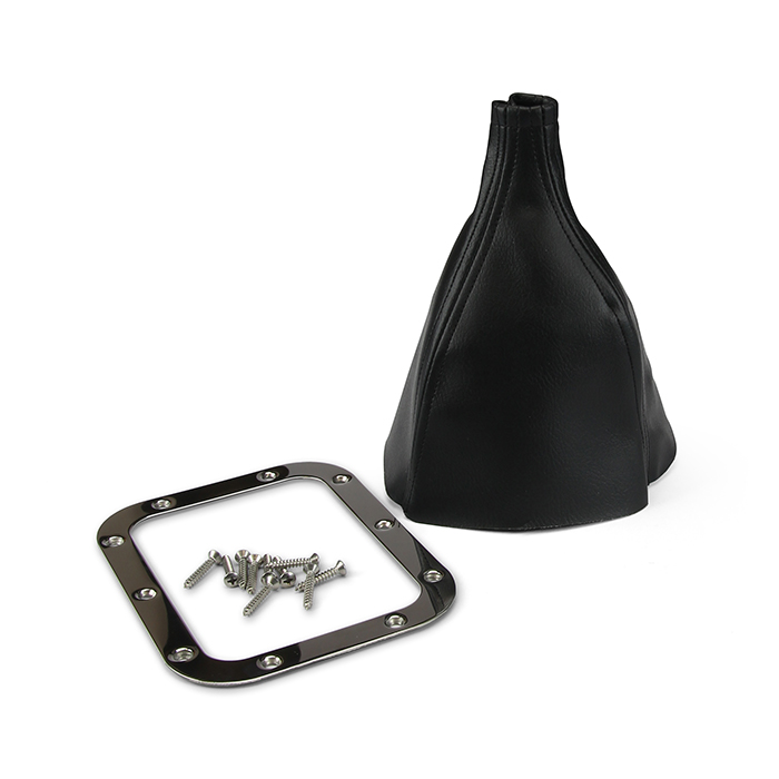 Lokar 70FMB Rectangular Floor Mount Shifter Boot, Stainless Ring