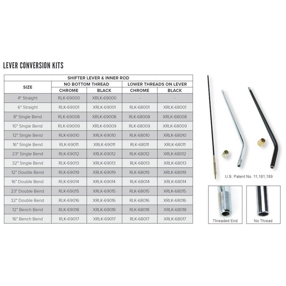 Lokar XRLK-69019 Shift Lever Conversion Kit, 12 Inch Double Bend