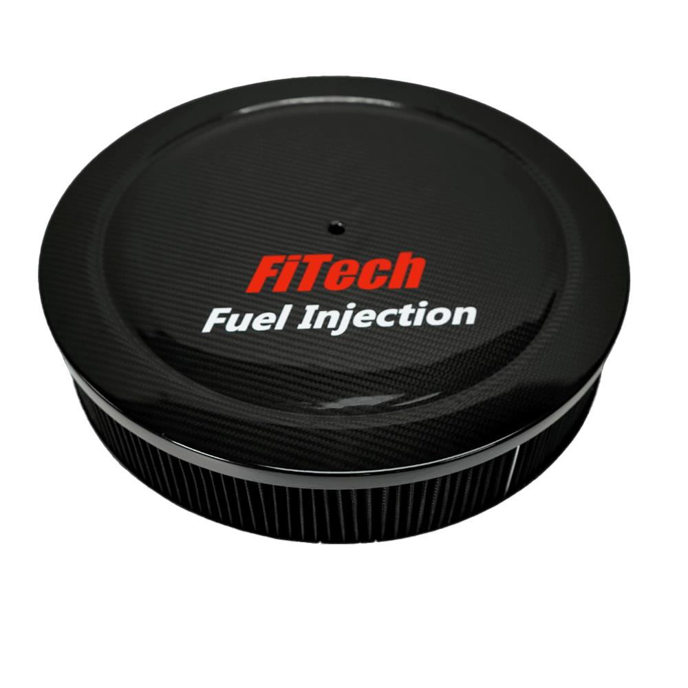 FiTech 42301 Carbon Fiber Gloss Top 3 In Tall Air Filter Assembly