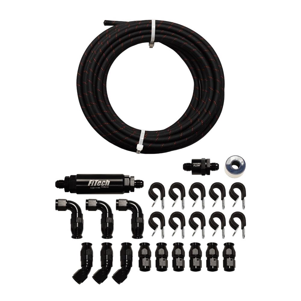 FiTech 20ft Black Covering Stainless Steel Hose Kit (51006)