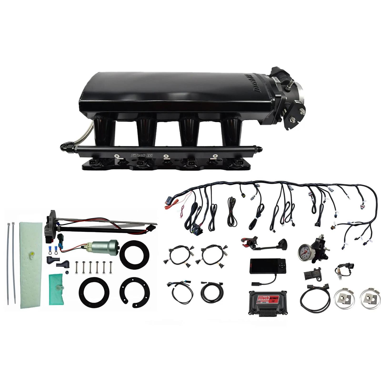 FiTech 76108 LS 750HP EFI, Long Intake, In Tank Pump, Regulator