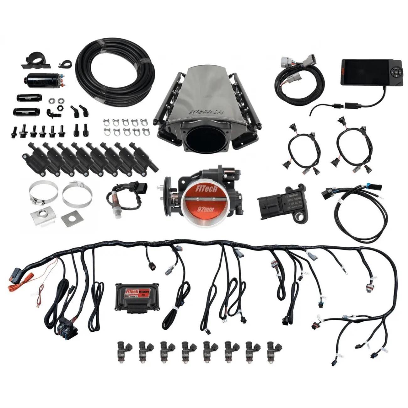 FiTech LS Kit w/70012 Kit Inline Fuel Pump & LED Coil Pack Set (79112)