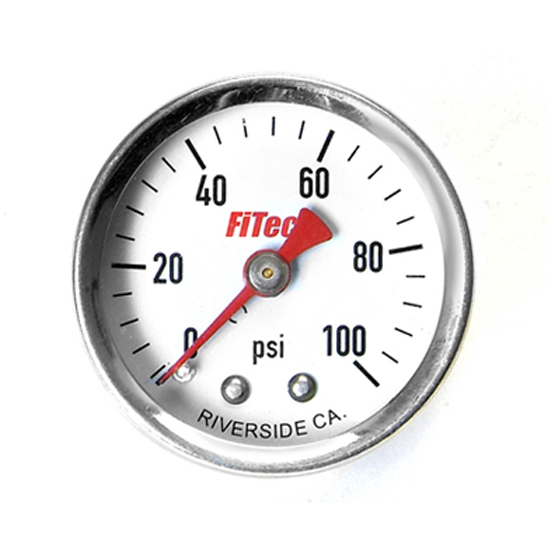 FiTech 80115 Fuel Pressure Gauge, 0100 PSI