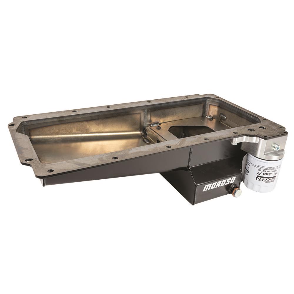 Moroso GM LS (w/Three Left Side Pick Ups) Fabricated Dry Sump 4in Steel Oil Pan main image 0