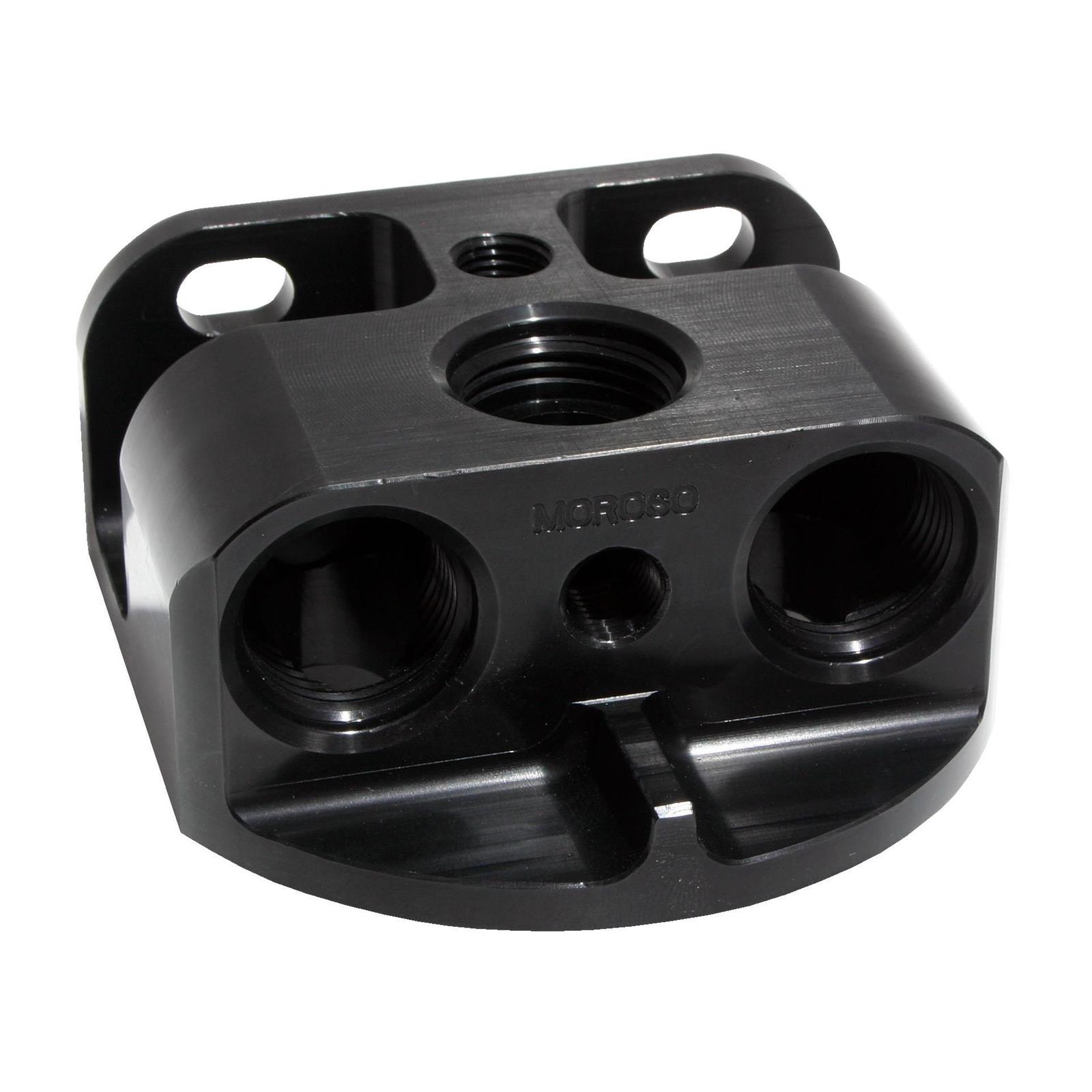 Moroso 23764 Billet Aluminium Remote Oil Filter Mount-Front Port