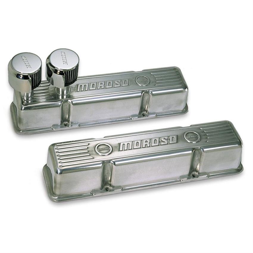 Moroso 68365 Valve Covers, SBC, Cast, W/ 2 Breathers At Front