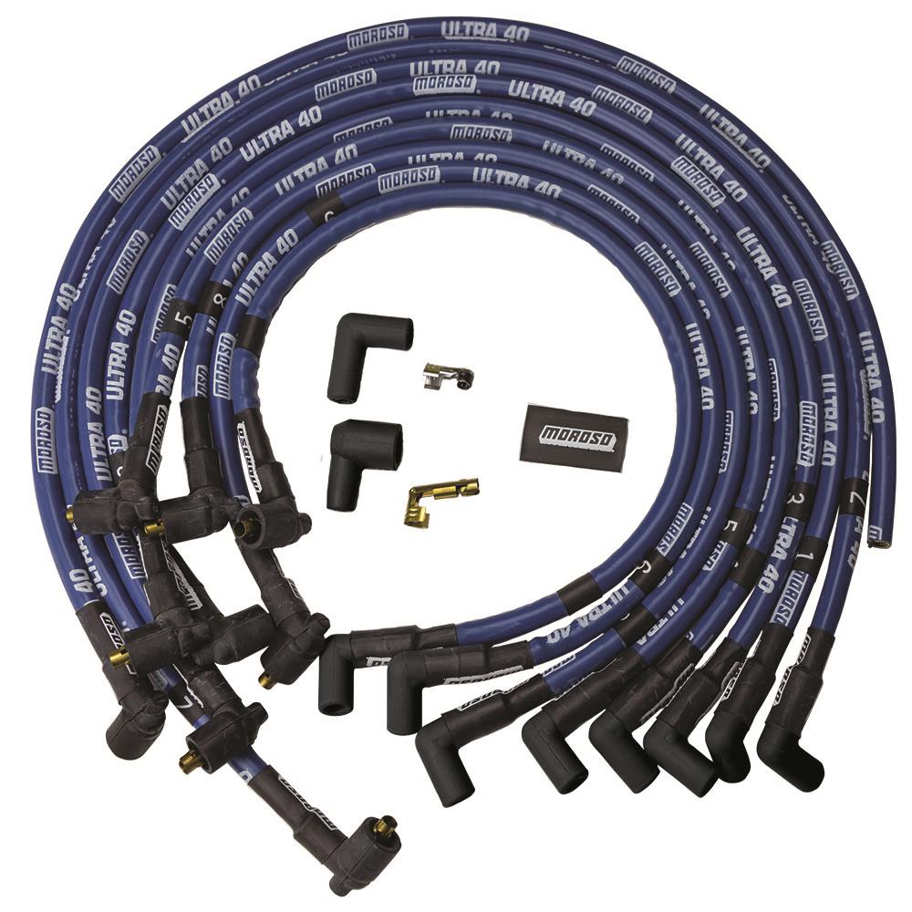 Moroso 73621 Wire Set, Ultra 40, Sleeved, BBC Crab Cap, 90 Deg