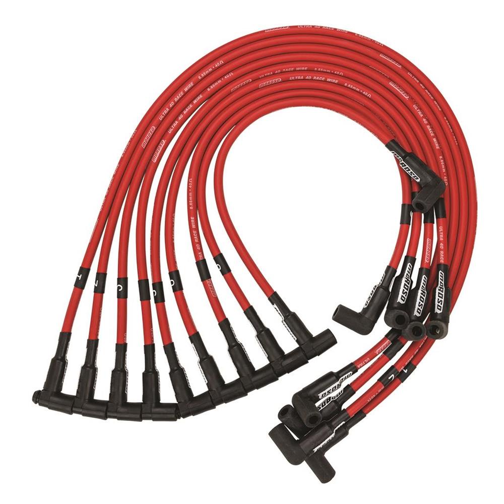 Moroso 73699 Ultra 40 Plug Wire Set for Small Block Chevy Sprint Car, Red
