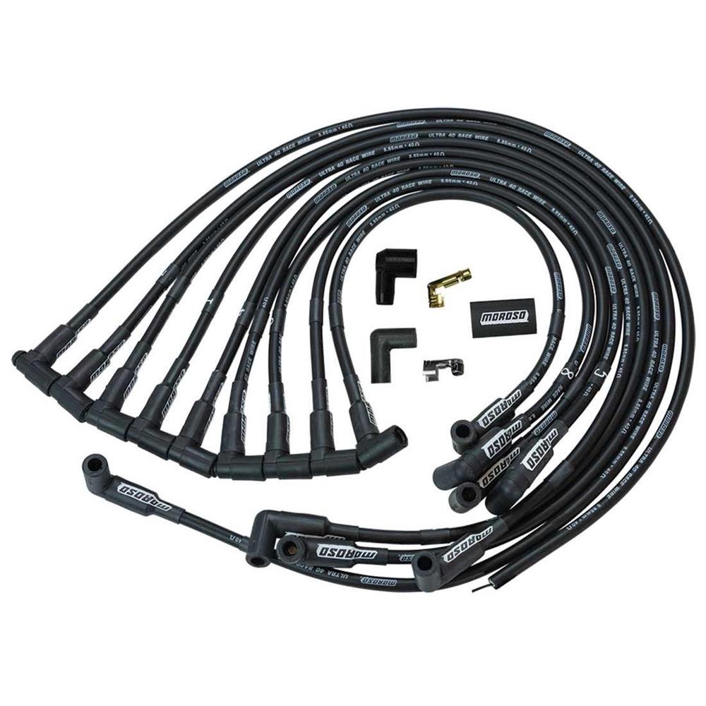 Moroso 73709 8.65 mm Ultra 40 Plug Wire Set for Small Block Chevy, Black