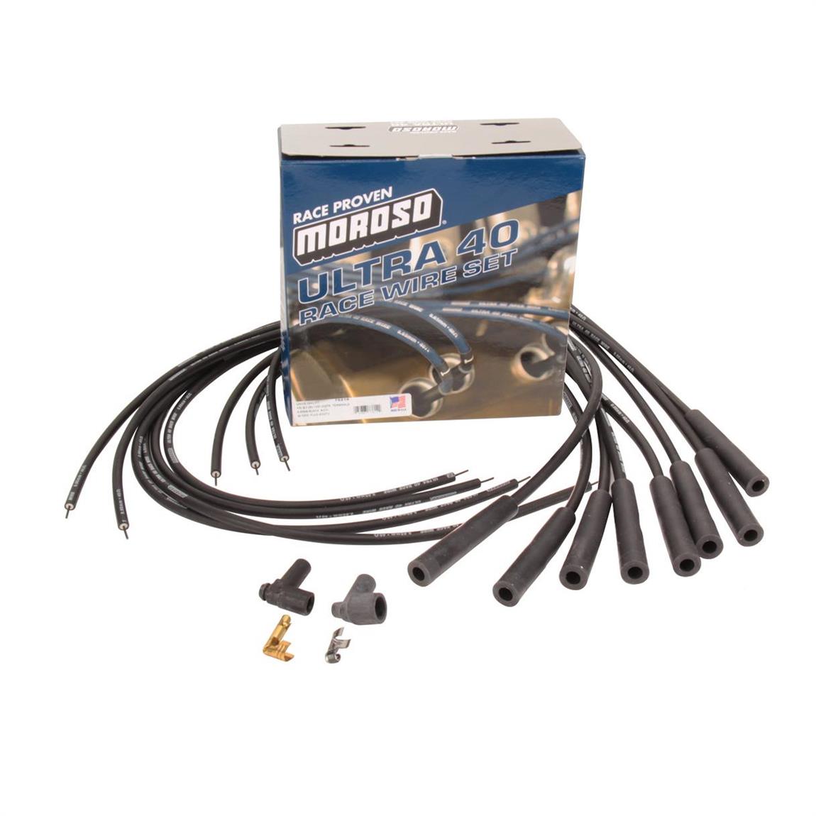 Moroso Ultra40 Racing Spark Plug Wires, Low Resistance, Straight