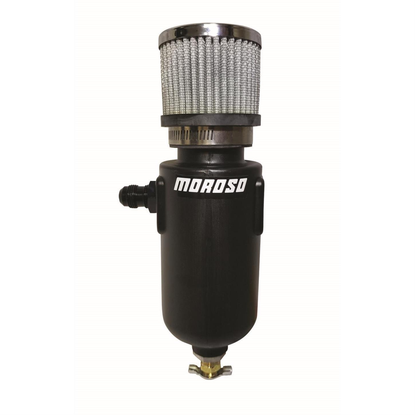 Moroso Dual Inlet -12AN Billet Breather Tank Catch Can - Black