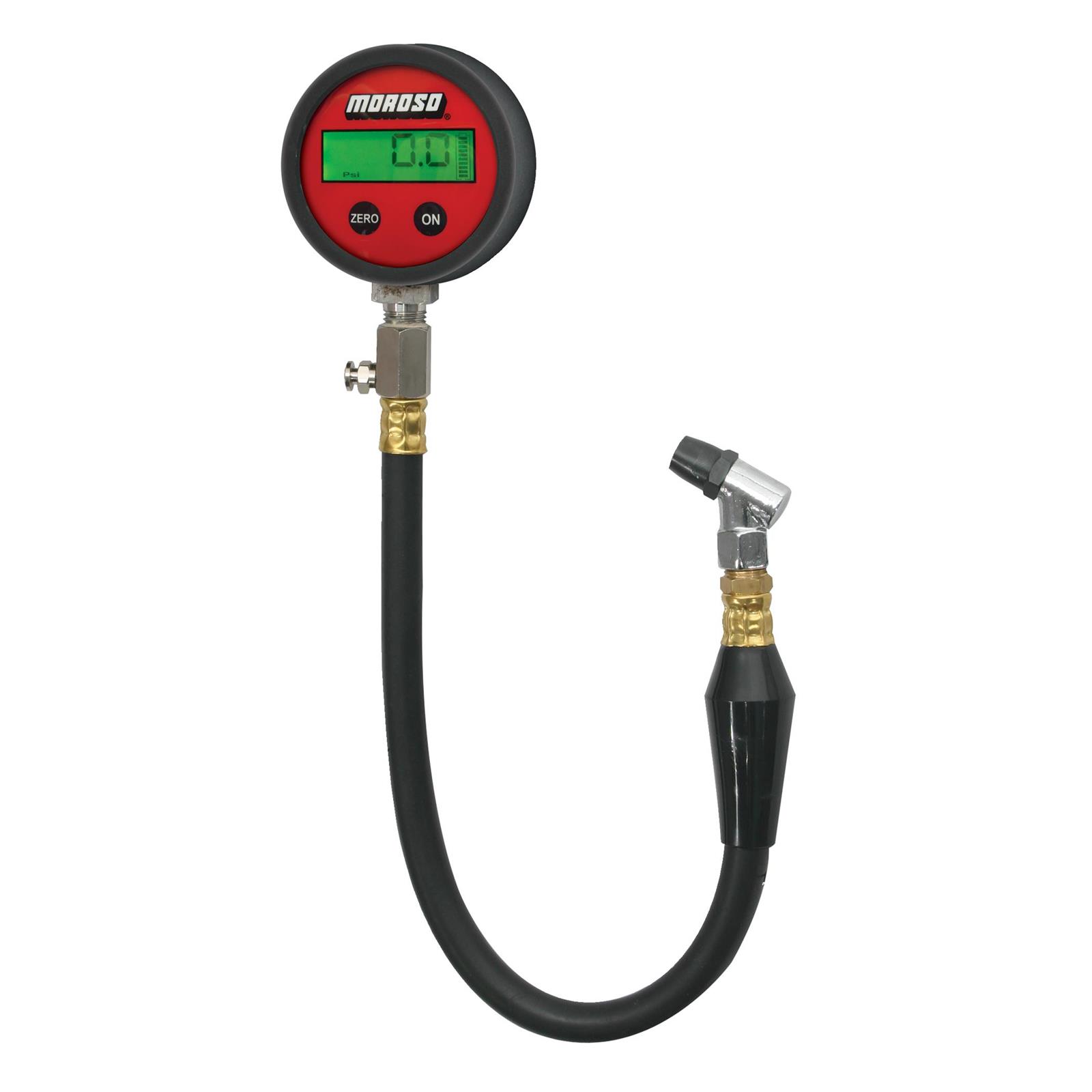 Moroso MOR89574 0-15PSI Tire Pressure Gauge with 2.625 in. dia. Digital Backlit, Red