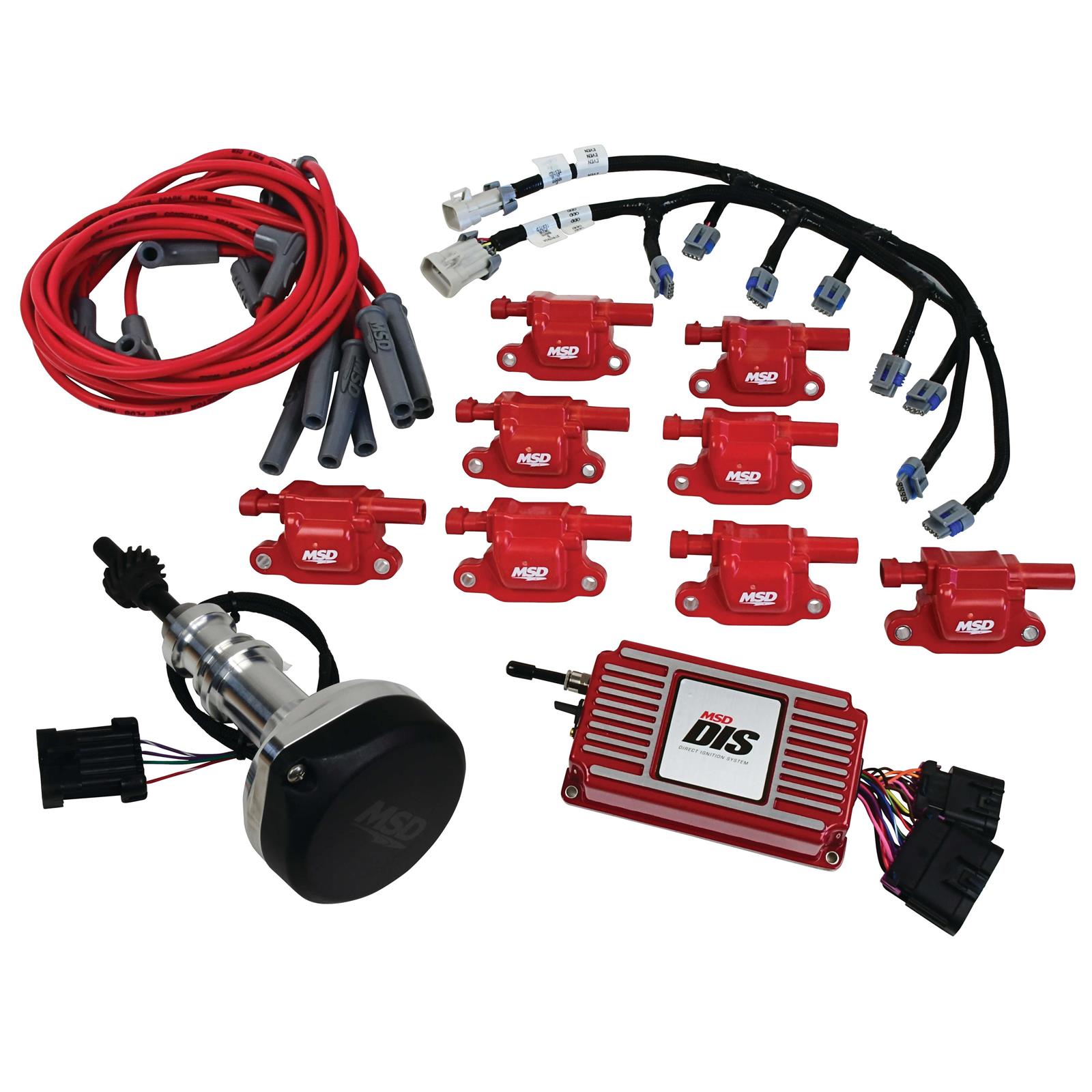 MSD 60152 Direct Ignition System Kit, SBF, 289302, Red