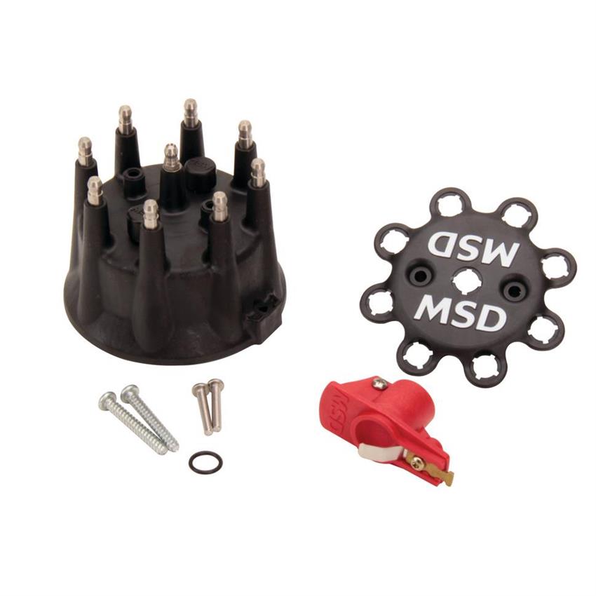 MSD Ignition MSD79193 HEI Style & Stainless Steel Terminal Cap & Rotor Kit for Ford V8 12LT - Black