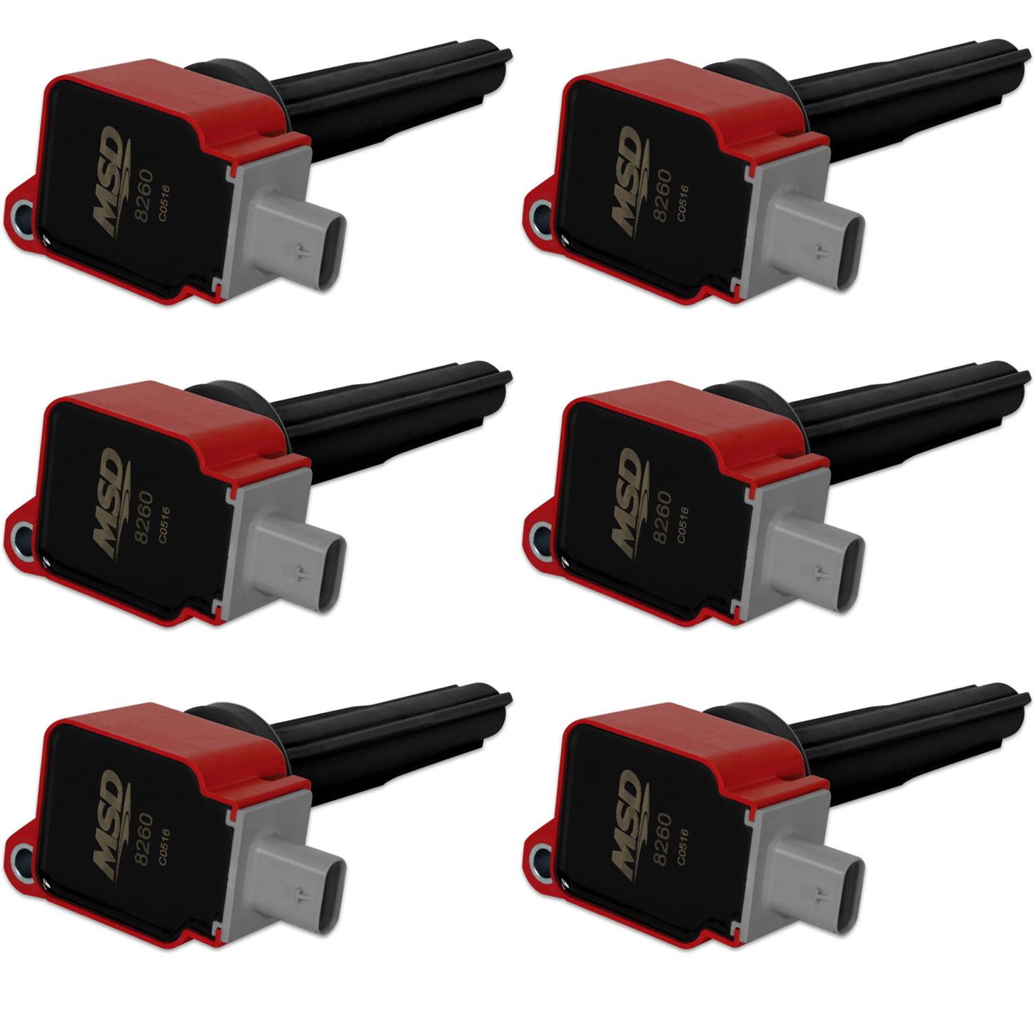 MSD 82606 Ignition Coil, Ford Ecoboost, 2.7L V6, Red, 6-Pack