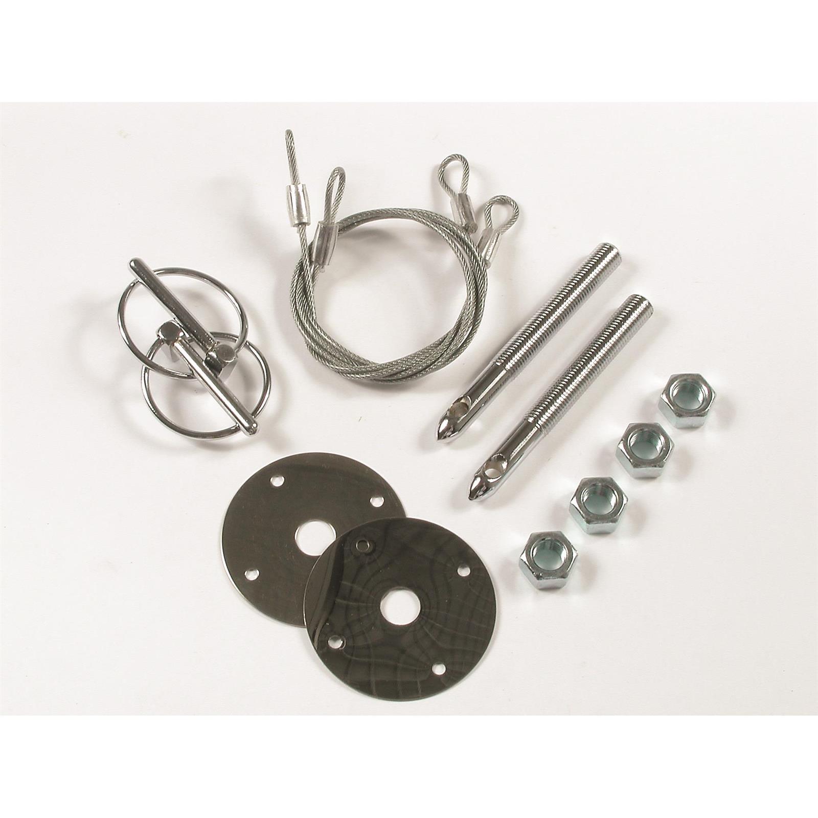 Mr Gasket 1617 Chrome Hood Pin Kit, 4 Inch Steel