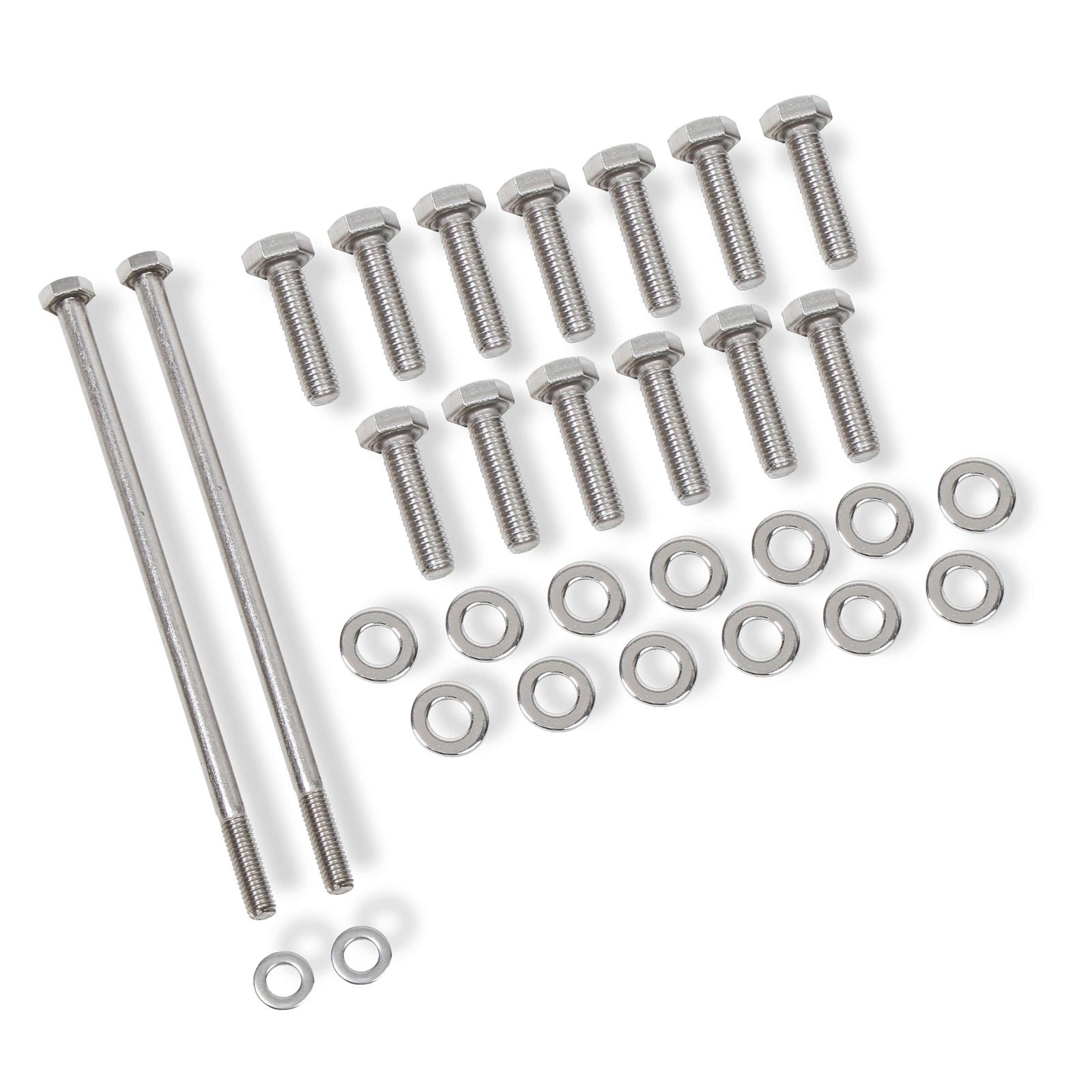Mr Gasket 60851G Polished Stainless Steel Oil Pan Bolt Set, LS