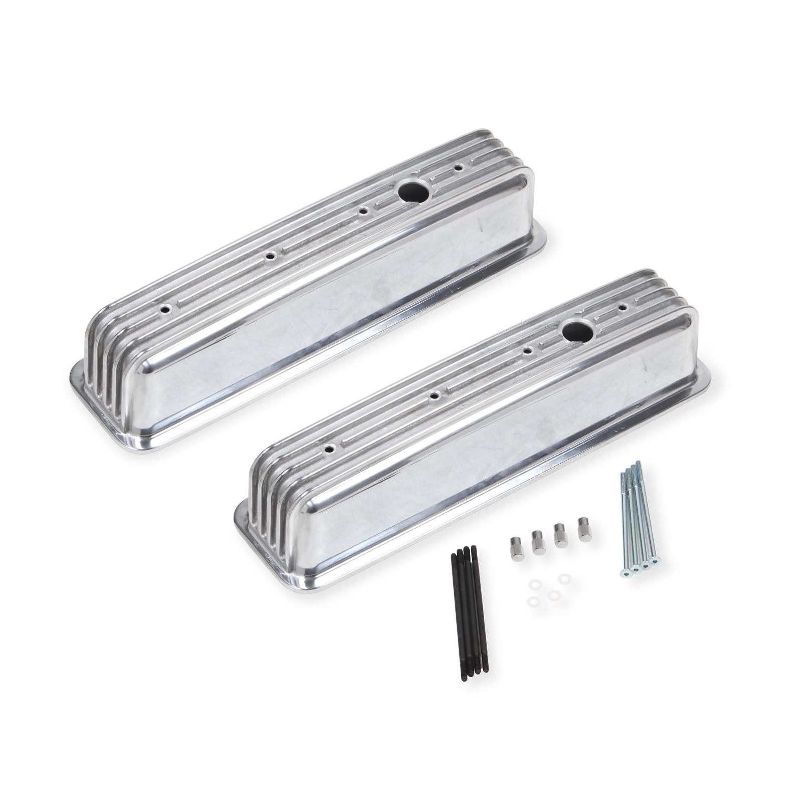 Chrome Small Block Chevy Ball Milled Center Bolt Short Valve Covers 5.0 5.7L 350