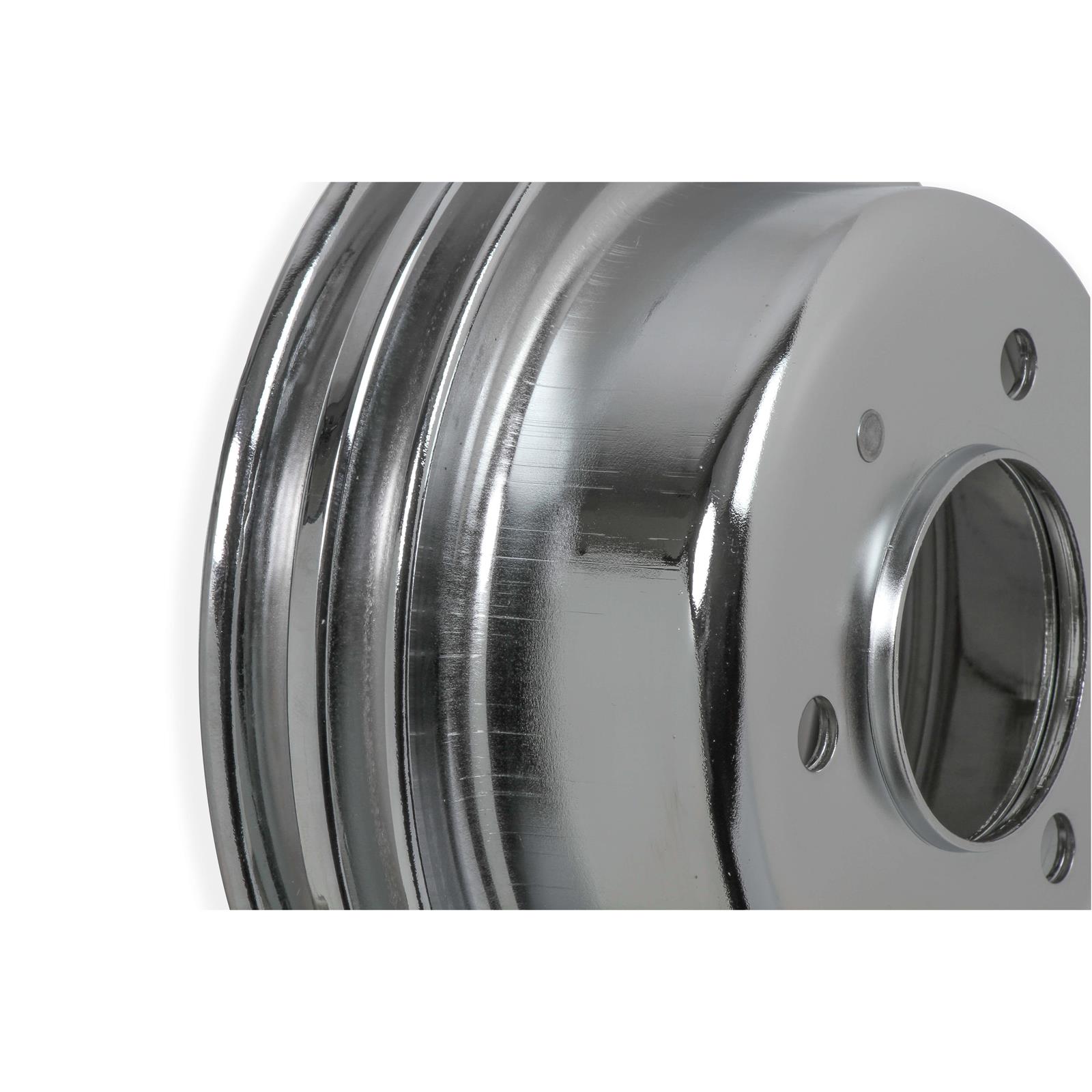 Mr Gasket 8830MRG Chrome Crankshaft Pulley, 196566 SBF, Double Groove