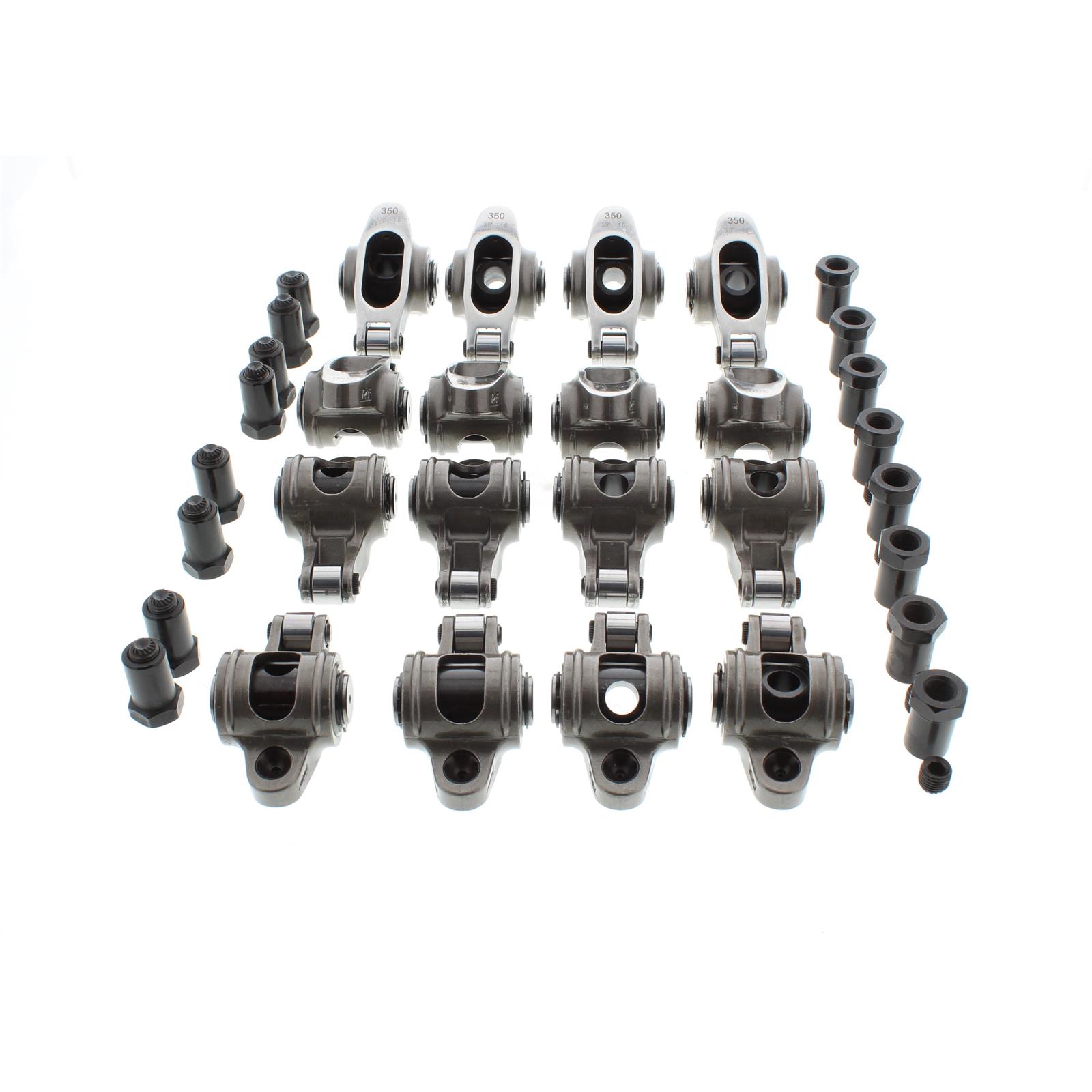 w/Nuts and Balls Chevy SBC 350 1.6 Ratio 3/8" Steel Roller Tip Rocker Arms Set w/Nuts and Balls Chevy SBC 350 1.6 Ratio 3/8" Steel Roller Tip Rocker Arms Set
