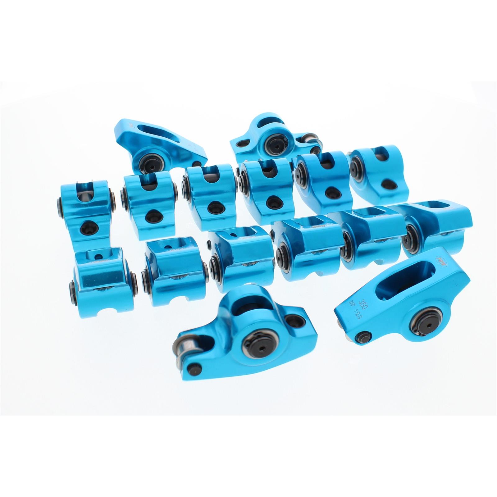 Blumax S/B Chevy SelfAligning Roller Rocker Arms, 1.51, 3/8 Stud