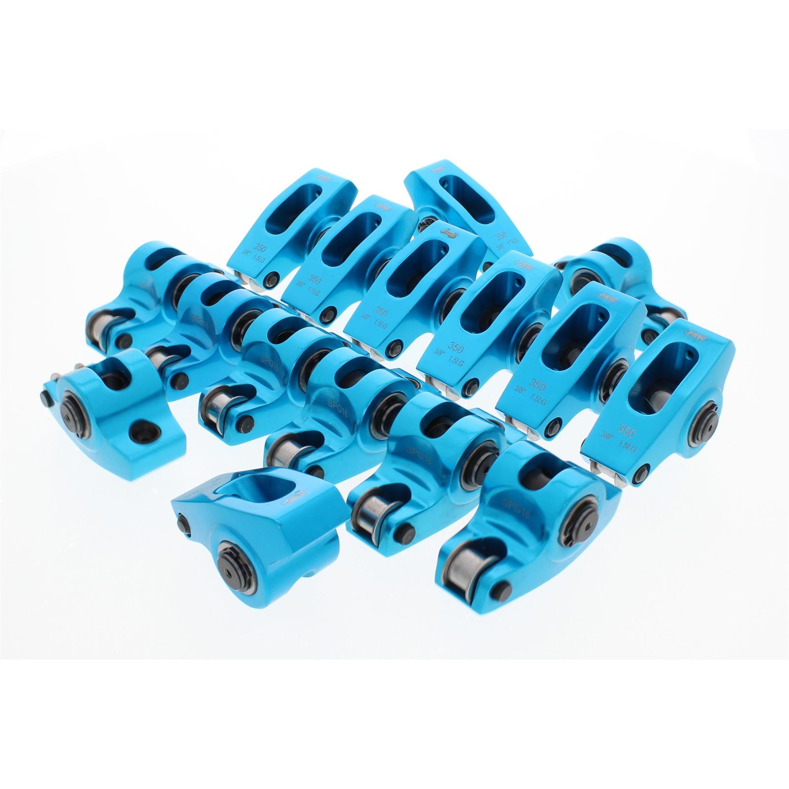 Blumax S/B Chevy SelfAligning Roller Rocker Arms, 1.51, 3/8 Stud
