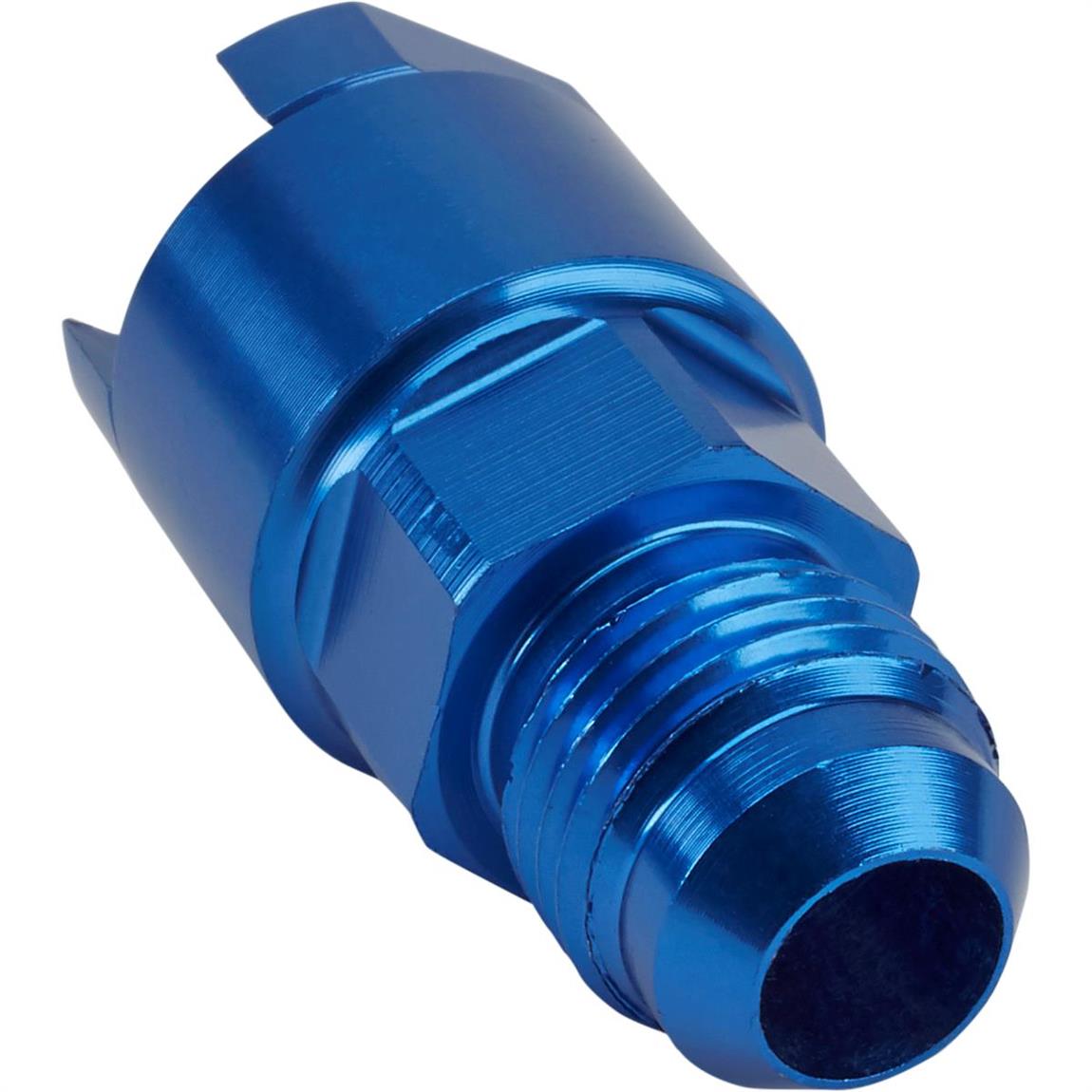 LS1/LT1 EFI Fuel Line Fitting, 6 AN Male to 3/8 Inch Female, Blue